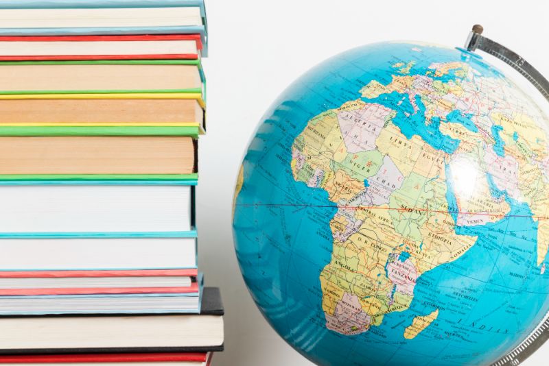 World globe and books