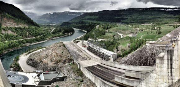 view of concrete infrastructure beside a river