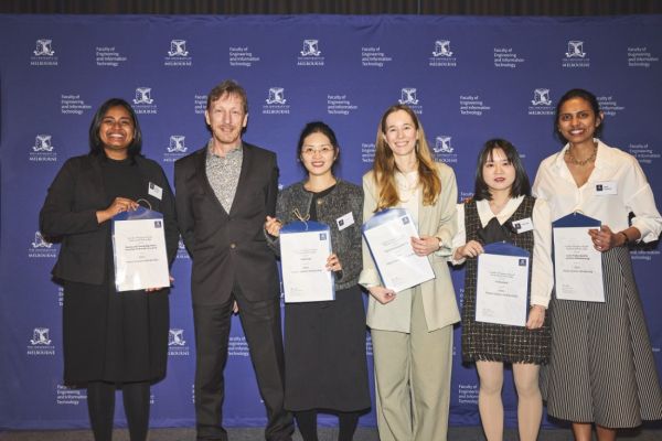 Group of students smiling with Community Award