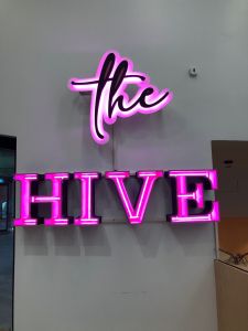 The Hive neon sign