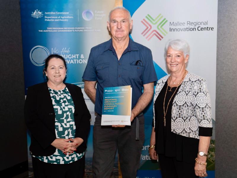MRIC CEO Rebecca Wells, Swan Hill Rural City Councillor Bill Moar and MRIC Strategic Advisory Panel chair Leonie Burrows