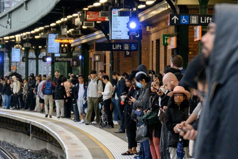 Crowded train station.