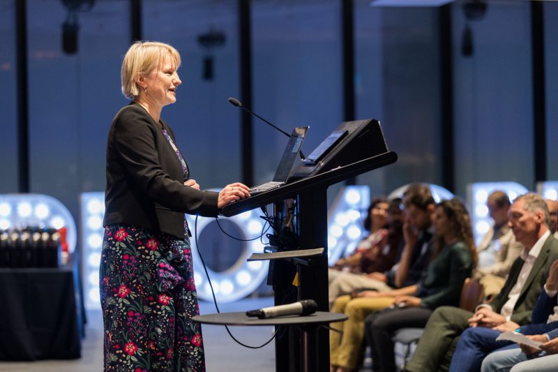 Jenny Waycott presenting to audience