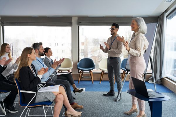 People at business event 