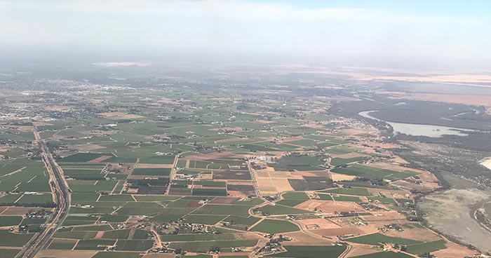 Aerial photo of farms in the Mallee region
