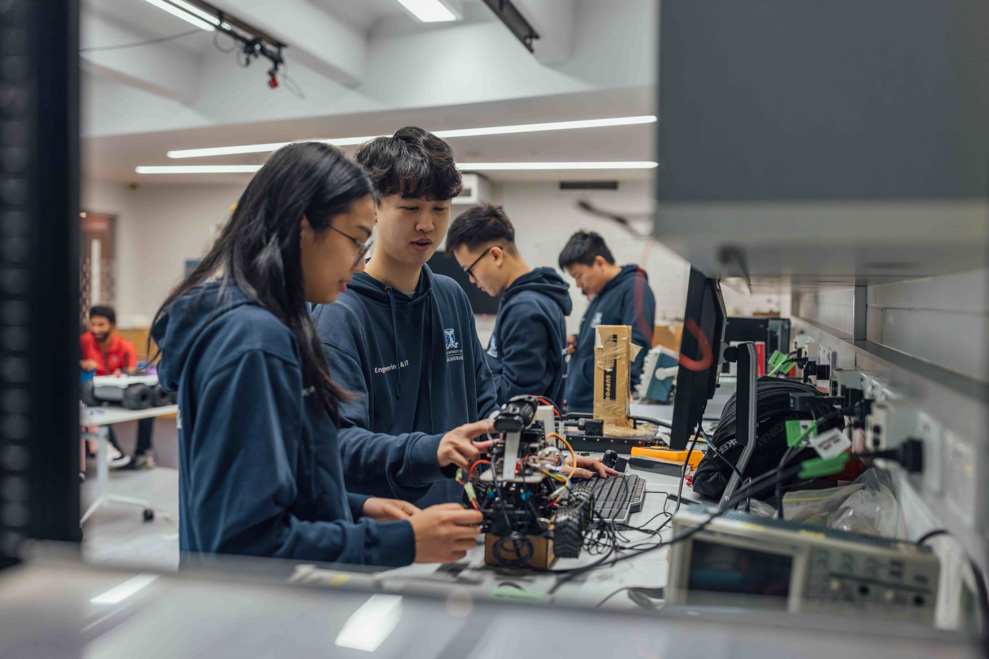 Melbourne University students working on technical project