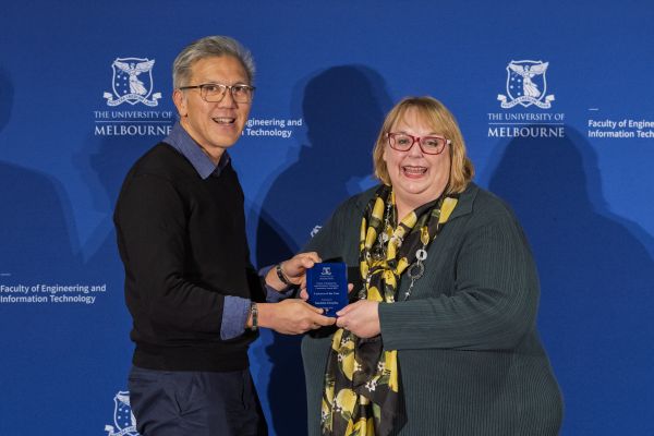 Group accepting award