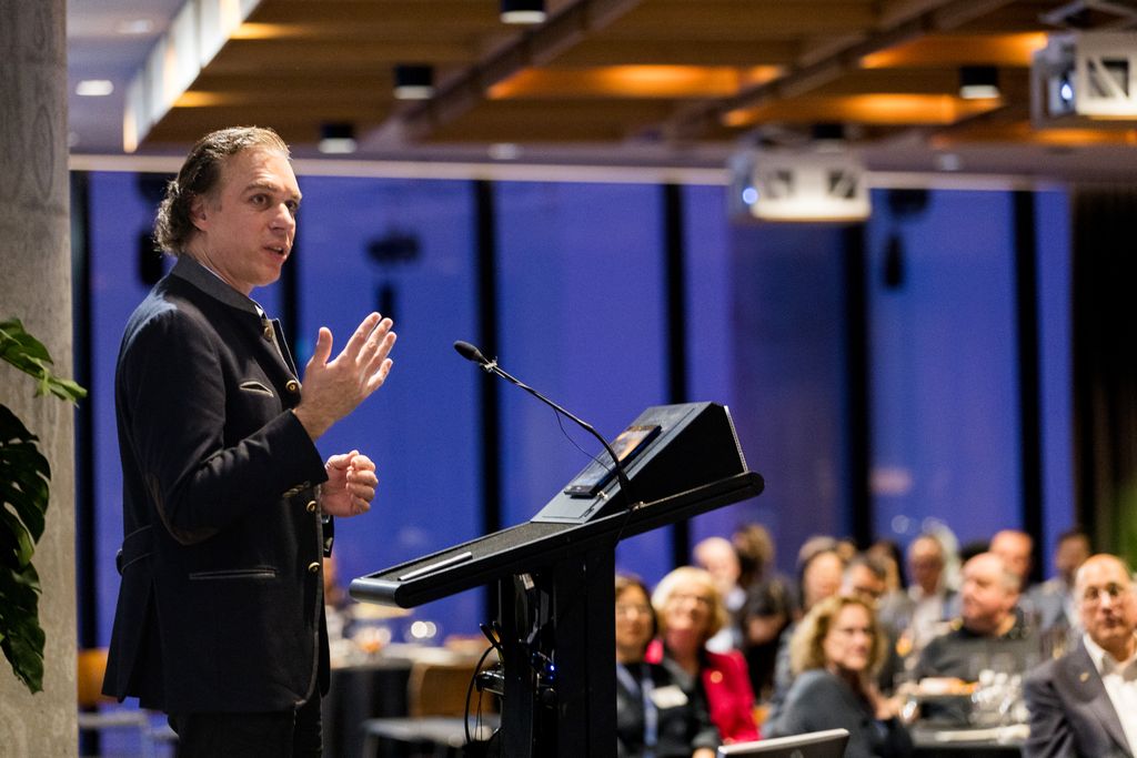 Professor Uwe Aickelin addressing the audience
