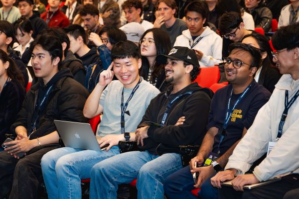 Hackathon student laughing