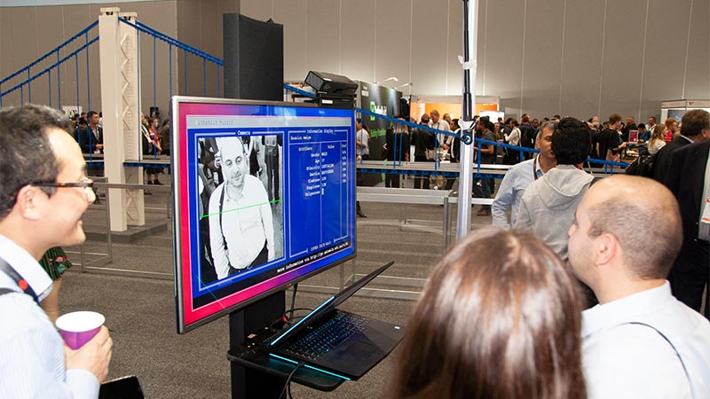 Attendees using Biometric Mirror at World Engineers Convention