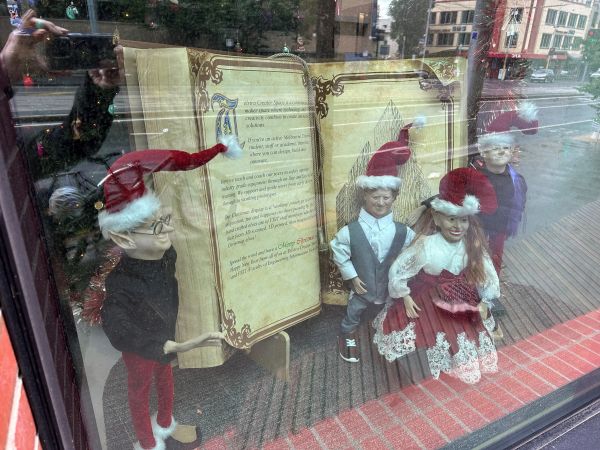 Xmas window with Mark, Claire, Michelle and Jeremy