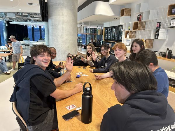 Students playing cards