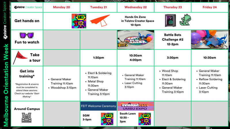 O Week activities at Telstra Creator Space