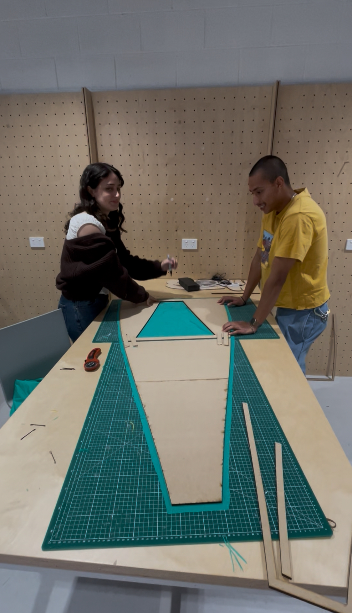 Members creating parachutes