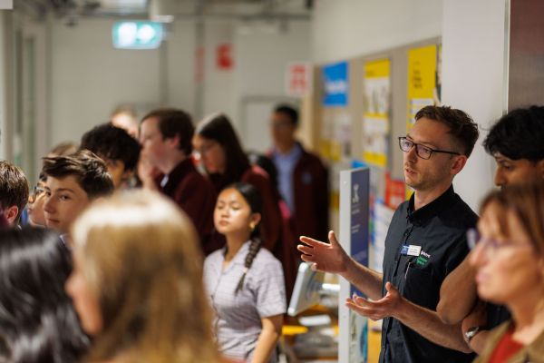 Students enjoying a tour of the Telstra Creator Space as part of the Tech Taster program.
