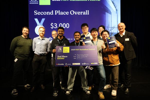 Second place winners with cheque